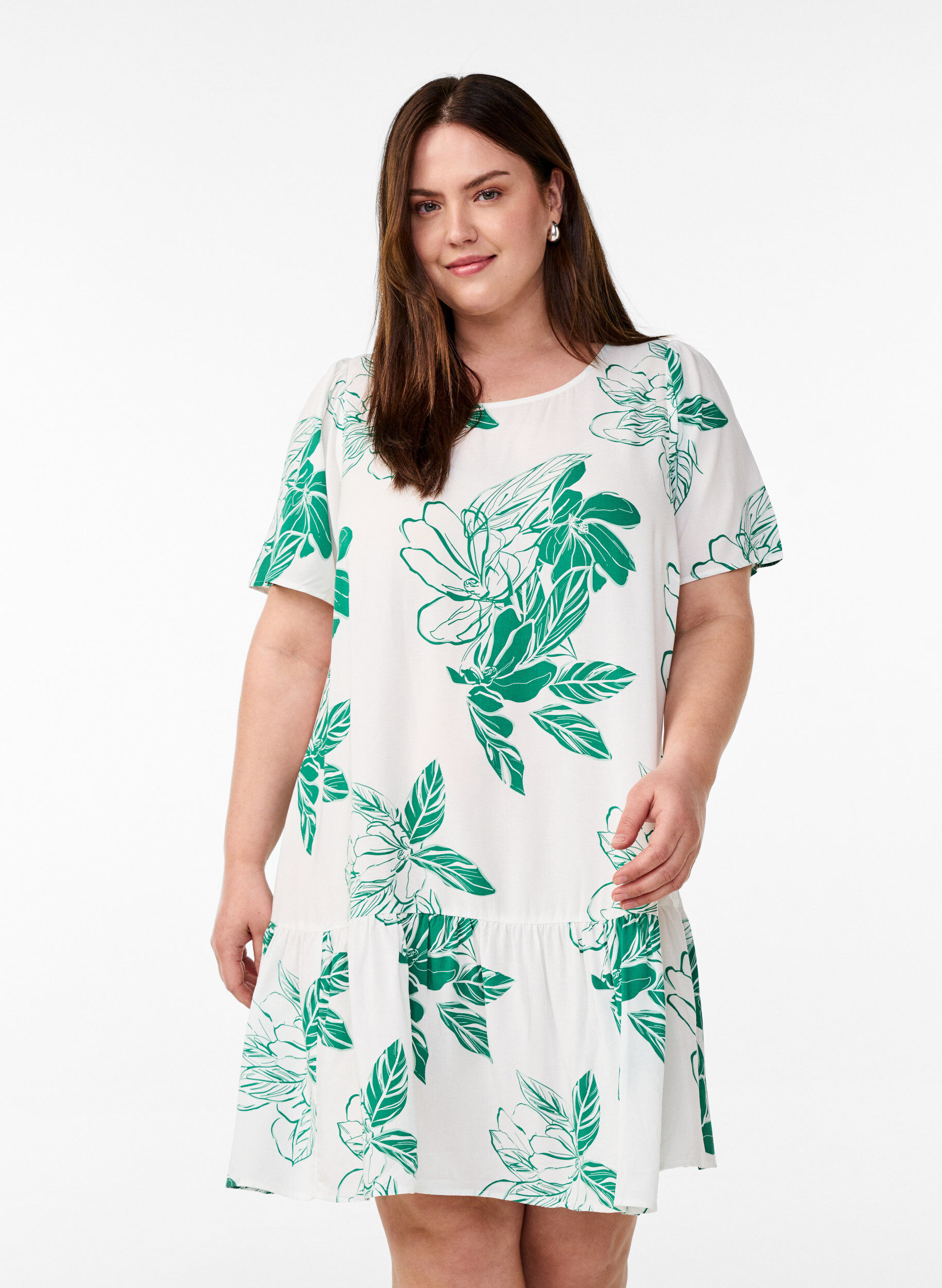 Dress in viscose with cutline, Green, Model
