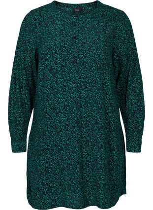 Viscose tunic with print, Black Green AOP, Packshot image number 0