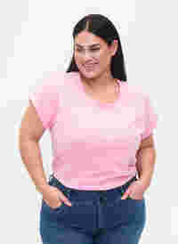 Melange t-shirt with short sleeves, Rosebloom Mél, Model