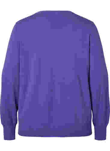 Plain coloured knitted jumper with rib details, Purple Opulence Mel., Packshot image number 1