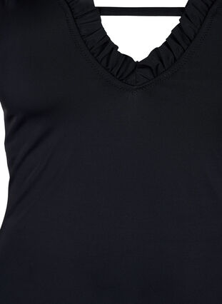 V-neck swimsuit with ruffles, Black, Packshot image number 2