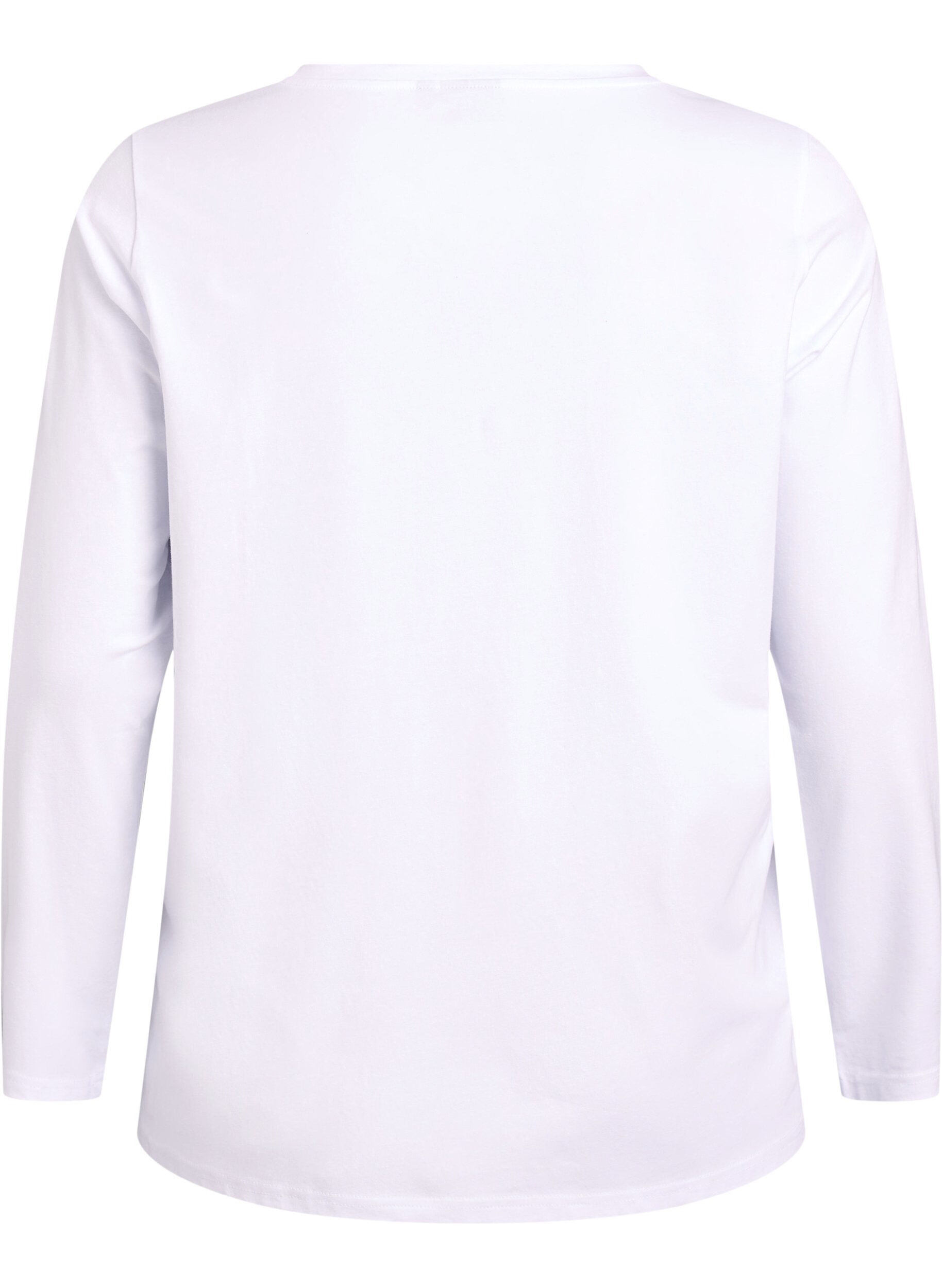 ZizzifashionBasic jersey top with long sleeves, White, Packshot image number 1