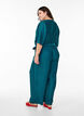 Pleated jumpsuit with tie and wide sleeves, Blue, Model image number 1