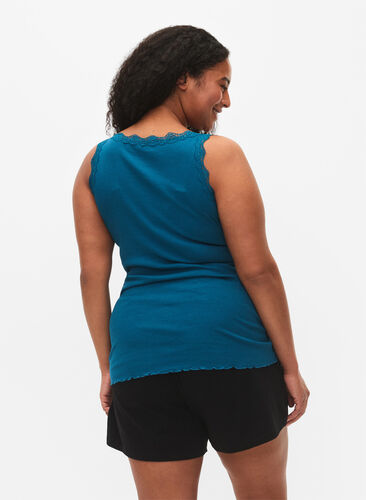Top with lace trim, Blue Coral, Model image number 1