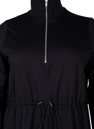 Sweatshirt dress with zip and drawstring, Black, Packshot image number 2