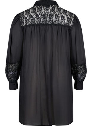 Long shirt with lace details, Black, Packshot image number 1