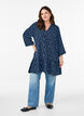 Tunic with an embroidered floral pattern and 3/4 sleeves, Blue, Model image number 1