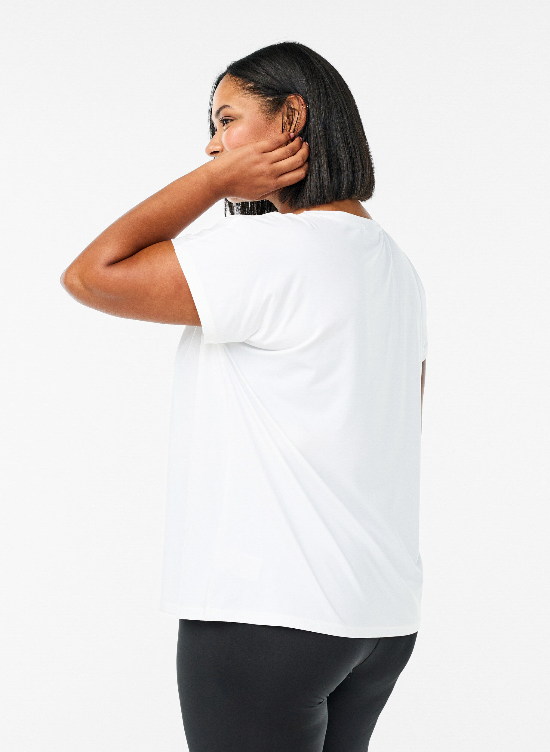 Zizzifashion Solid-coloured workout T-shirt, White, Model image number 2