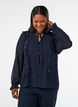Sheer blouse with ruffles and tie-fastening, Blue, Model image number 0