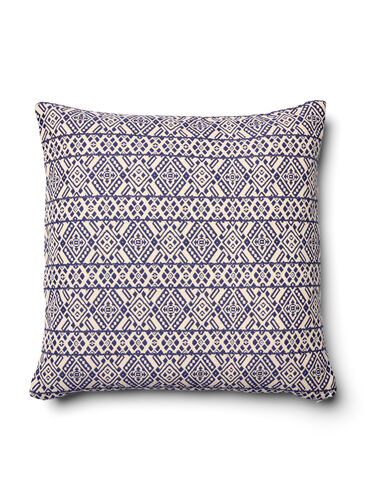 Jacquard patterned cushion cover, Dark Blue/White, Packshot image number 1