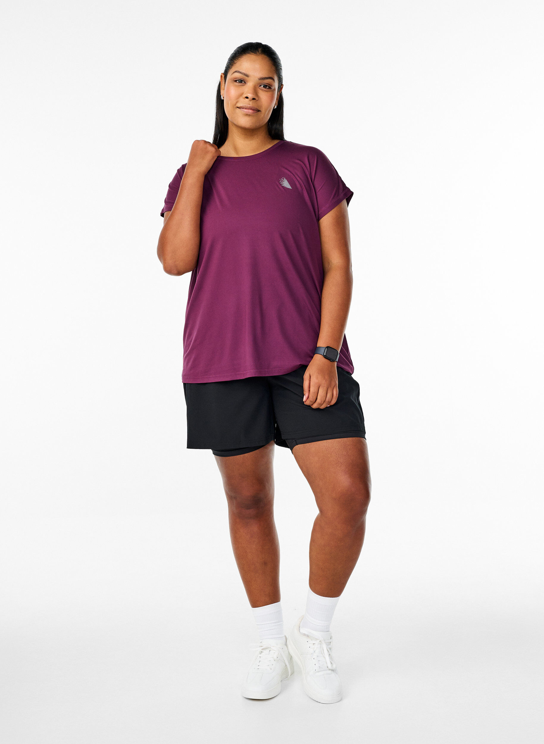Zizzifashion Solid-coloured workout T-shirt, Purple, Model image number 1