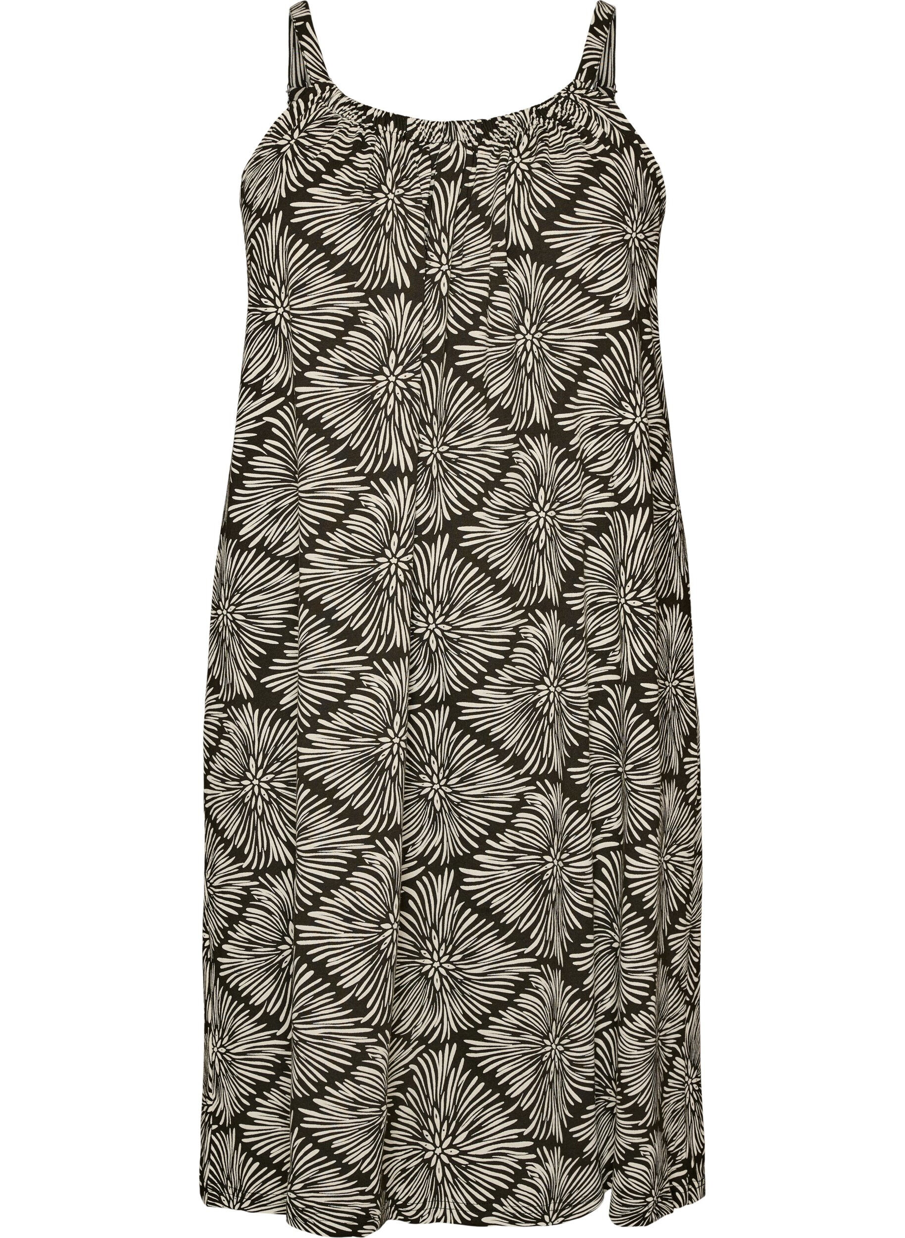ZizzifashionKnee-length strap dress in organic cotton, Black, Packshot image number 0