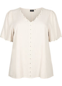 Viscose-Linen Mix Blouse with Embroidery