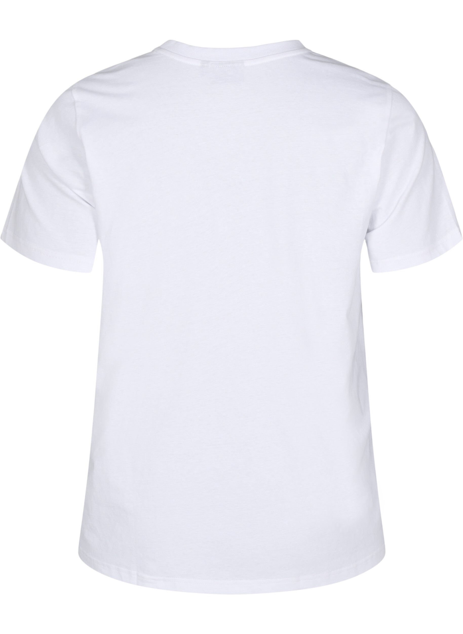 Zizzifashion Cotton T-shirt with embroidery detail, White, Packshot image number 1