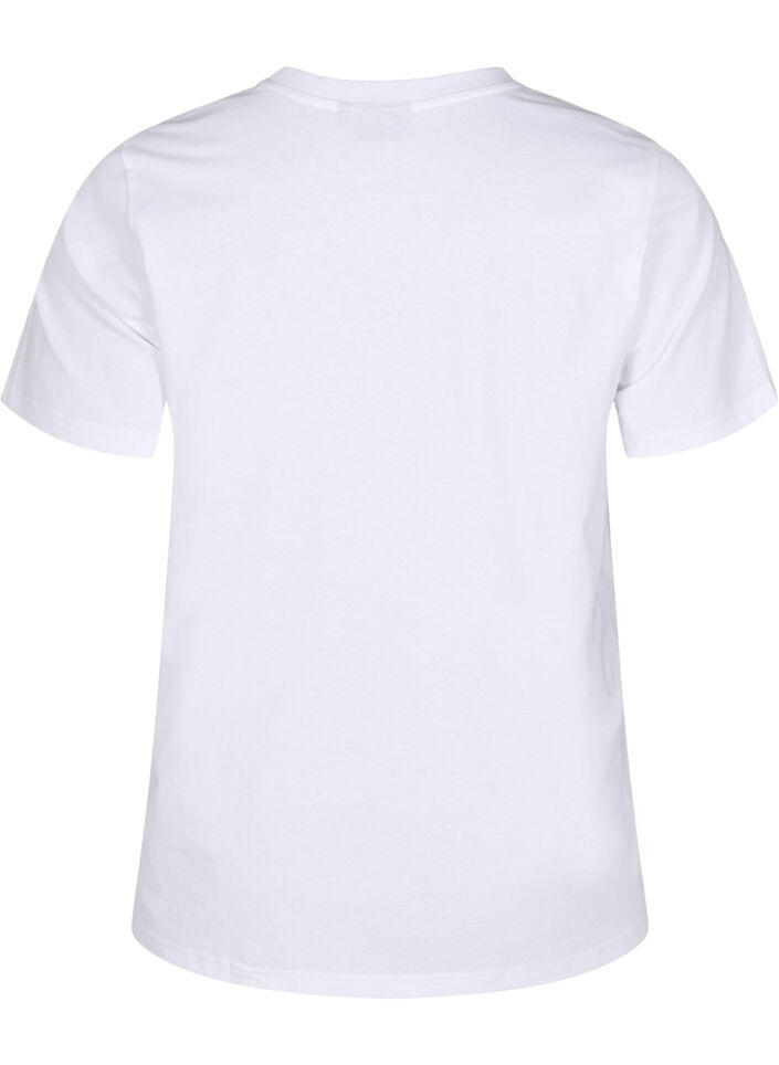 Cotton T-shirt with embroidery detail, White, Packshot image number 1