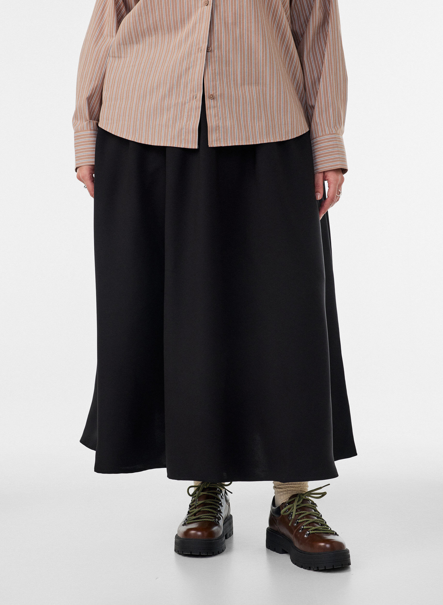 ZizzifashionA-line maxi skirt with pockets, Black, Model image number 2