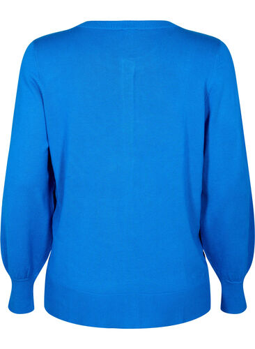 Viscose knit cardigan with buttons, Princess Blue, Packshot image number 1