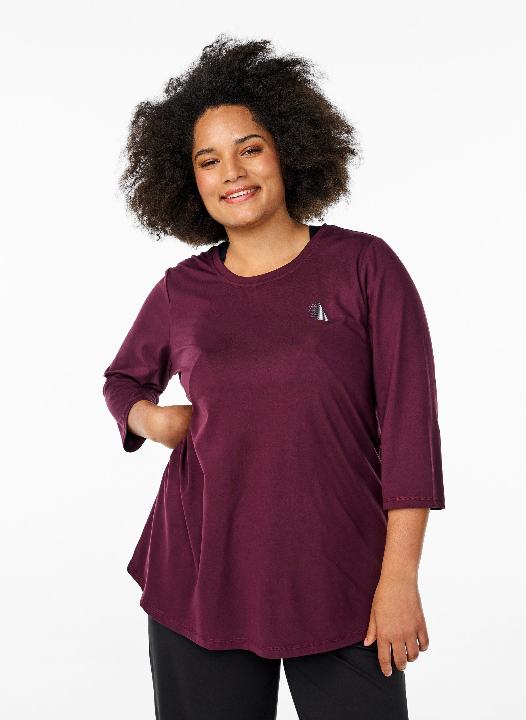 ZizzifashionWorkout top with 3/4 sleeves, Red, Model image number 0