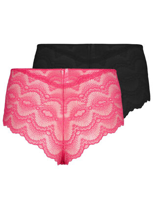 2 pack hipster panties in lace quality, Love Potion/Black, Packshot image number 1