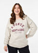 Sweatshirt with front text, Beige, Model image number 0