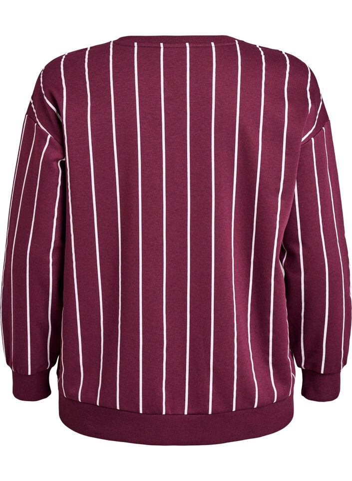Striped sweatshirt with text print, Red, Packshot image number 1