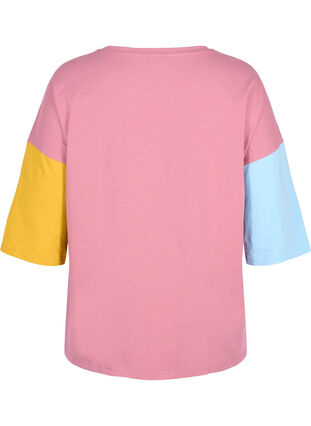 Colour-block t-shirt with 2/4-length sleeves, Pink Blocking, Packshot image number 1
