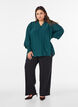 Blouse with ruffle collar and ruching, Green, Model image number 1