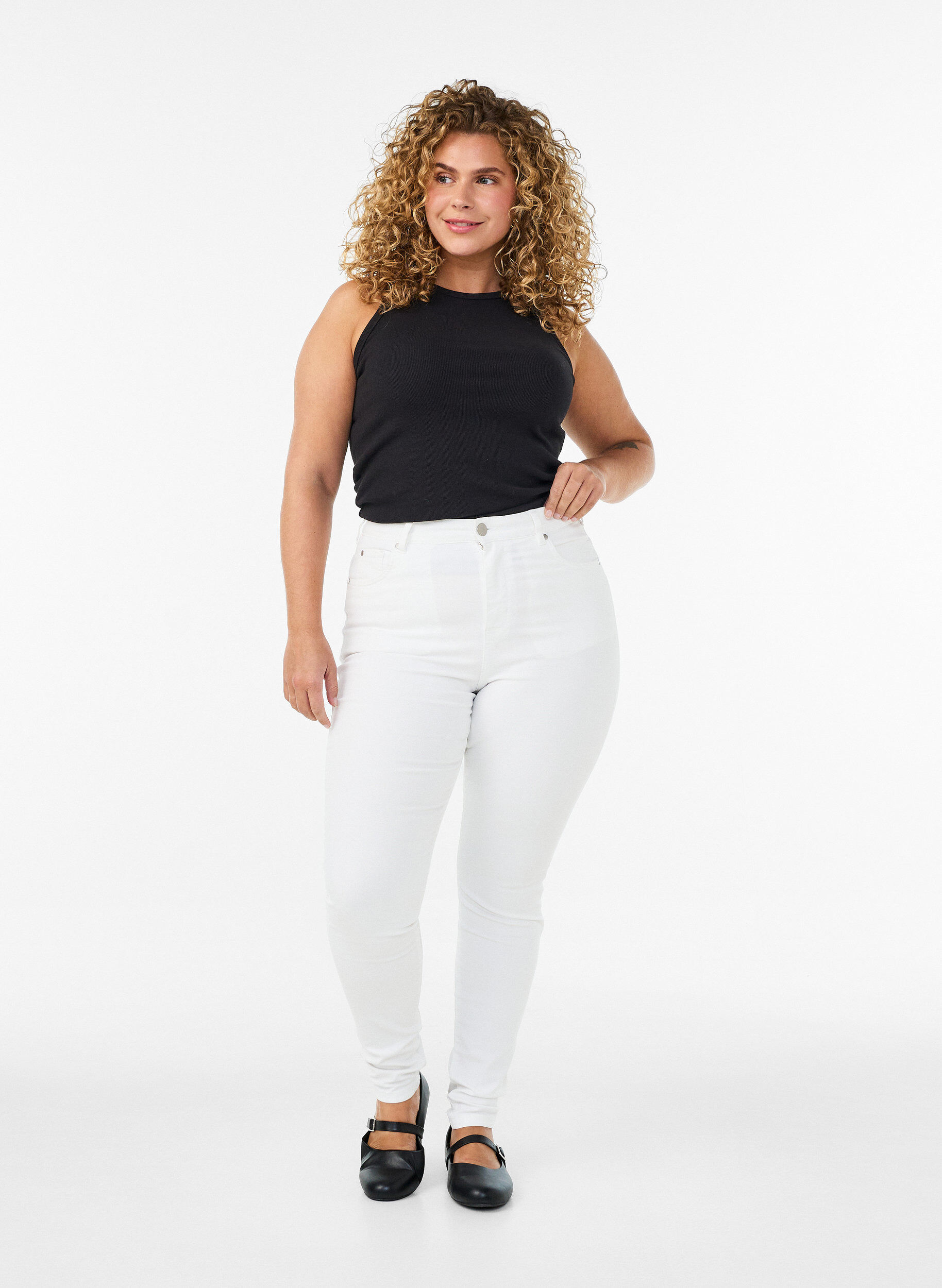 Amy high-waisted super slim fit jeans, White, Model