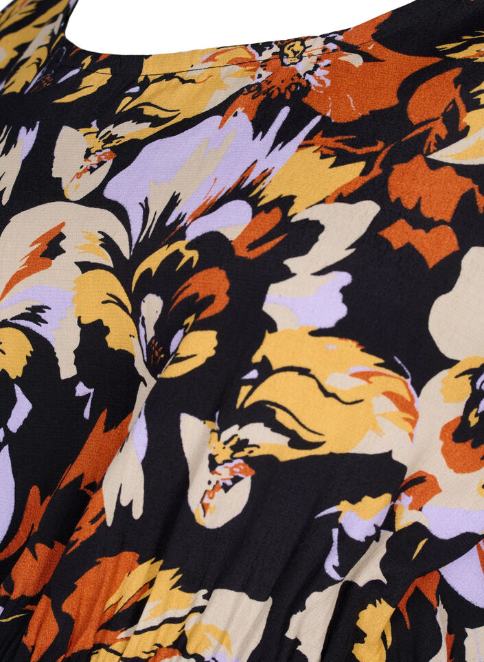 Maternity blouse in viscose and floral print, Black Flower AOP, Packshot image number 2