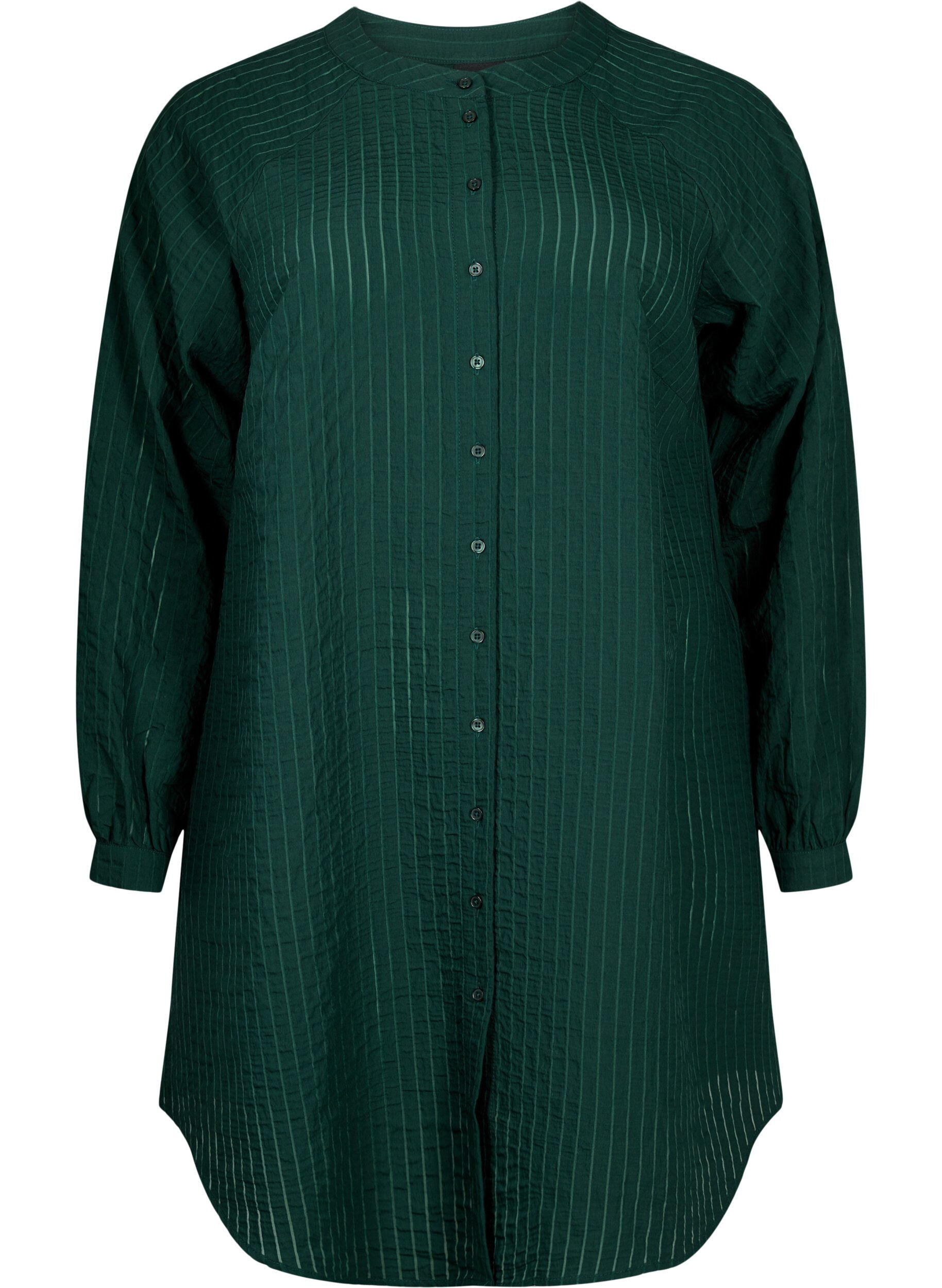 Zizzifashion Long viscose shirt with striped pattern, Scarab, Packshot image number 0