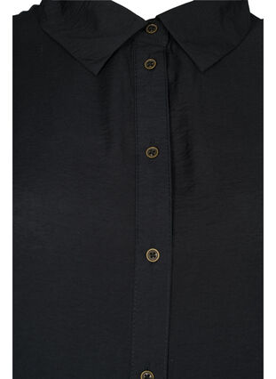 Viscose shirtdress with ruffle edge, Black, Packshot image number 2