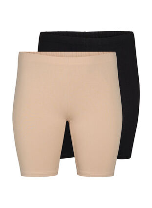 2-pack viscose cycling shorts, Frappé/Black, Packshot image number 0
