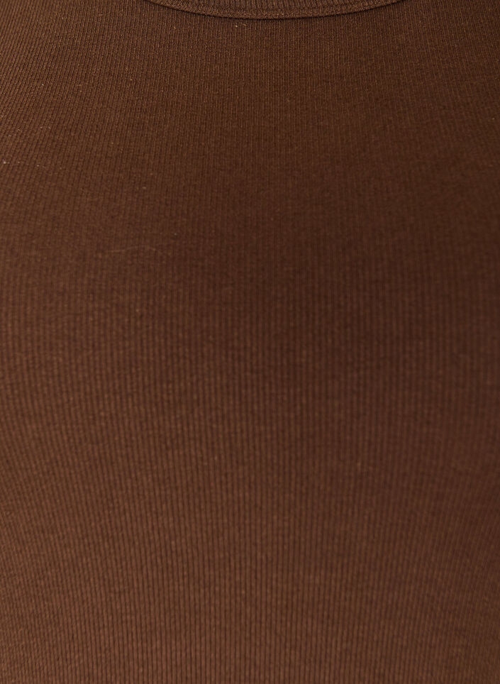 Cotton ribbed top with high neck, Brown, Packshot image number 2