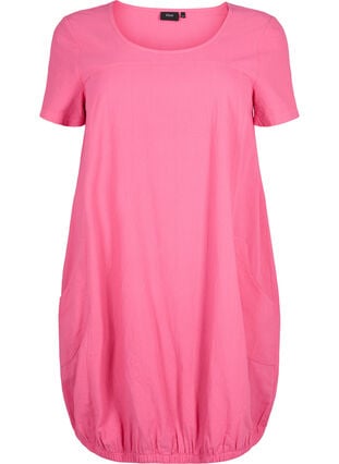 Short sleeve cotton dress, Shocking Pink, Packshot image number 0