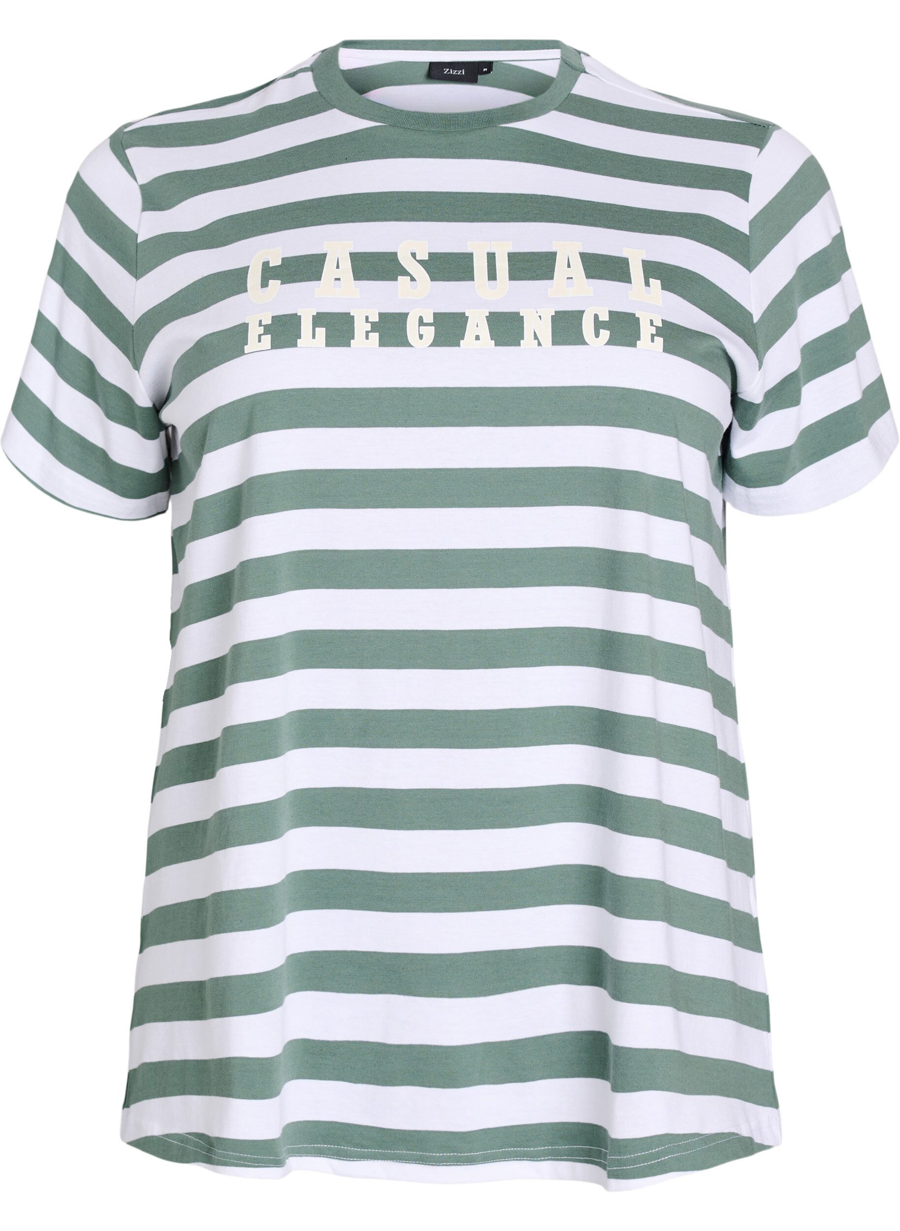 Organic cotton T-shirt with stripes and text