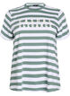 Organic cotton T-shirt with stripes and text, Green, Packshot image number 0