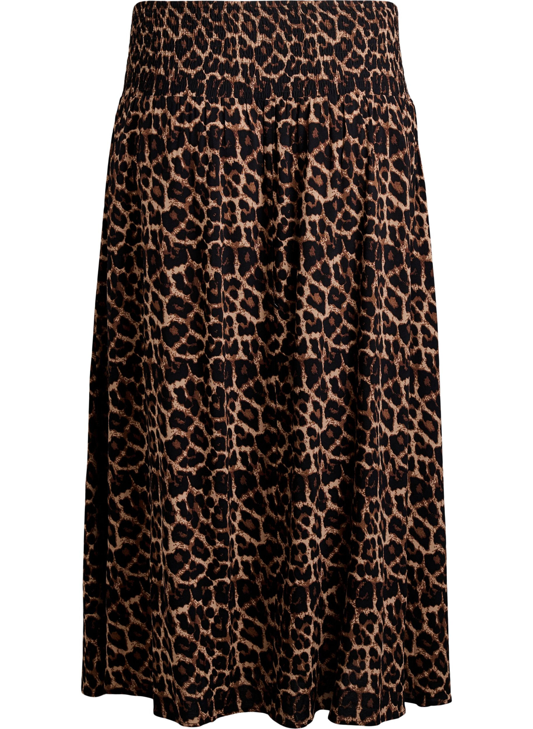 ZizzifashionViscose maxi skirt with smocking, Brown, Packshot image number 1