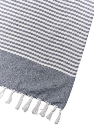 Striped Towels with fringes, Dark Blue Melange, Packshot image number 2
