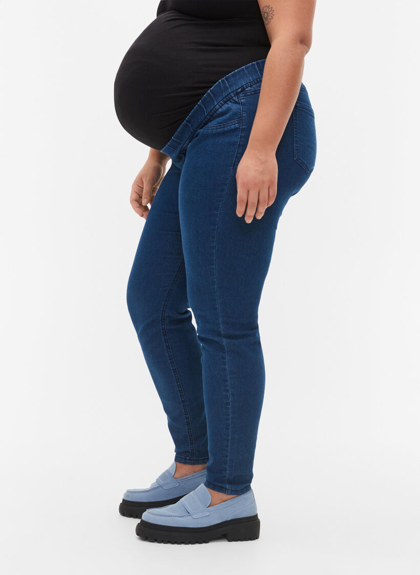Pregnancy jeggings with back pockets, Blue, Model image number 2