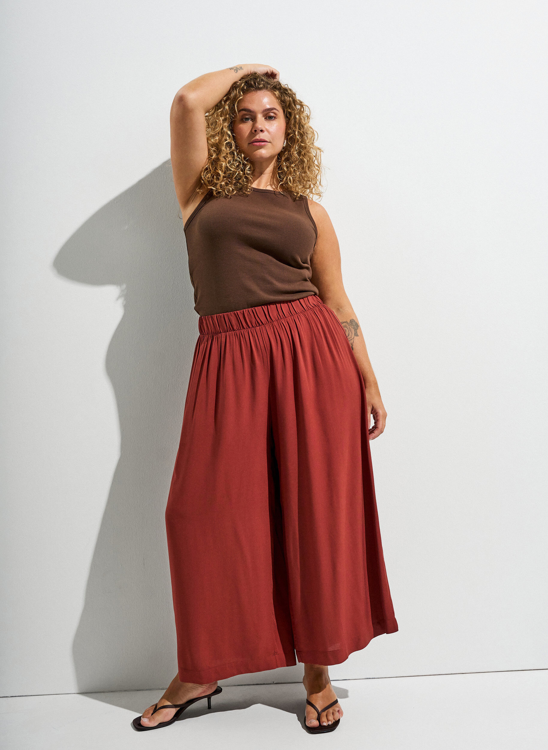ZizzifashionCulottes in viscose with a high waist and wide legs, Red, Image image number 0