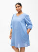 Cotton blend short dress with linen, Faded Denim, Model image number 0