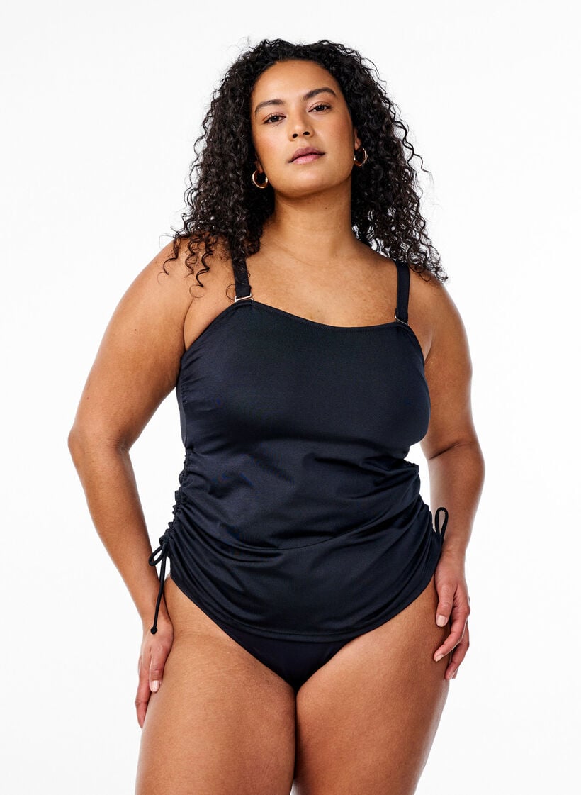 Tankini with removable cups and adjustable sides, Black, Model image number 0