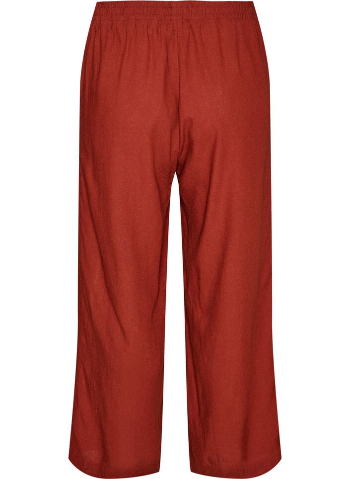 Wide-leg linen and viscose trousers, Red, Packshot