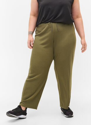Loose trousers in a cotton blend, Ivy Green, Model image number 2