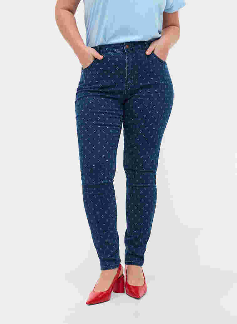 Super slim Amy jeans with print details, Dark blue, Model image number 2