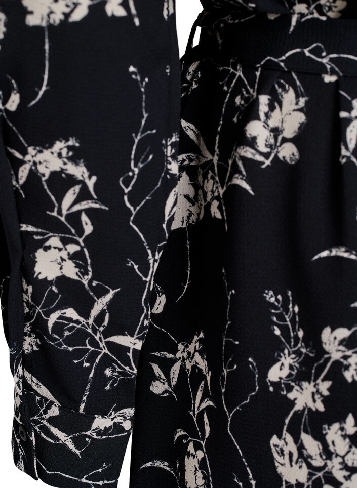 Long-sleeved shirt dress with tie belt, Black, Packshot image number 3