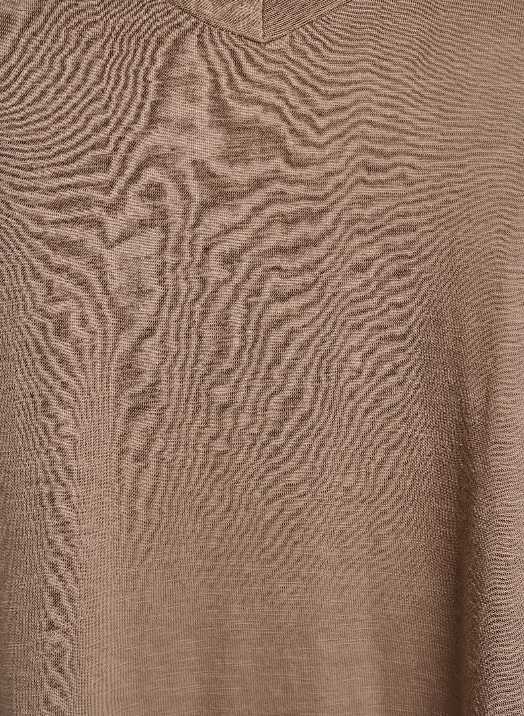 ZizzifashionShort sleeve basic t-shirt with v-neck, Brown, Packshot image number 2