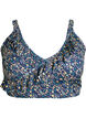 Floral bikini top with ruffle detail, Petrol, Packshot image number 0