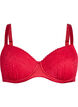 Padded bra with shiny microfibre and lace cups, Red, Packshot image number 0