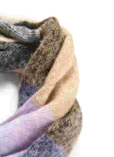 Patterned scarf with fringes, Violet Tulip, Packshot image number 1